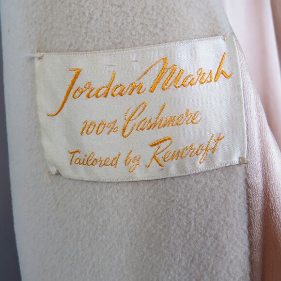 Jordan Marsh 1970s Beige Cream Vintage Cashmere Peacoat Long Coat Large - Picture 9 of 13